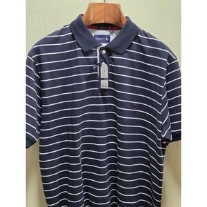 Regatta Sport Polo Shirt Mens XL Blue Stripe Classic Fit Nautical Sailboat Logo